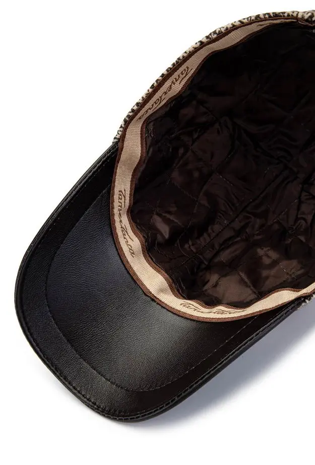 Tamer Tanca Erkek Deri & Tekstil Bej Şapka