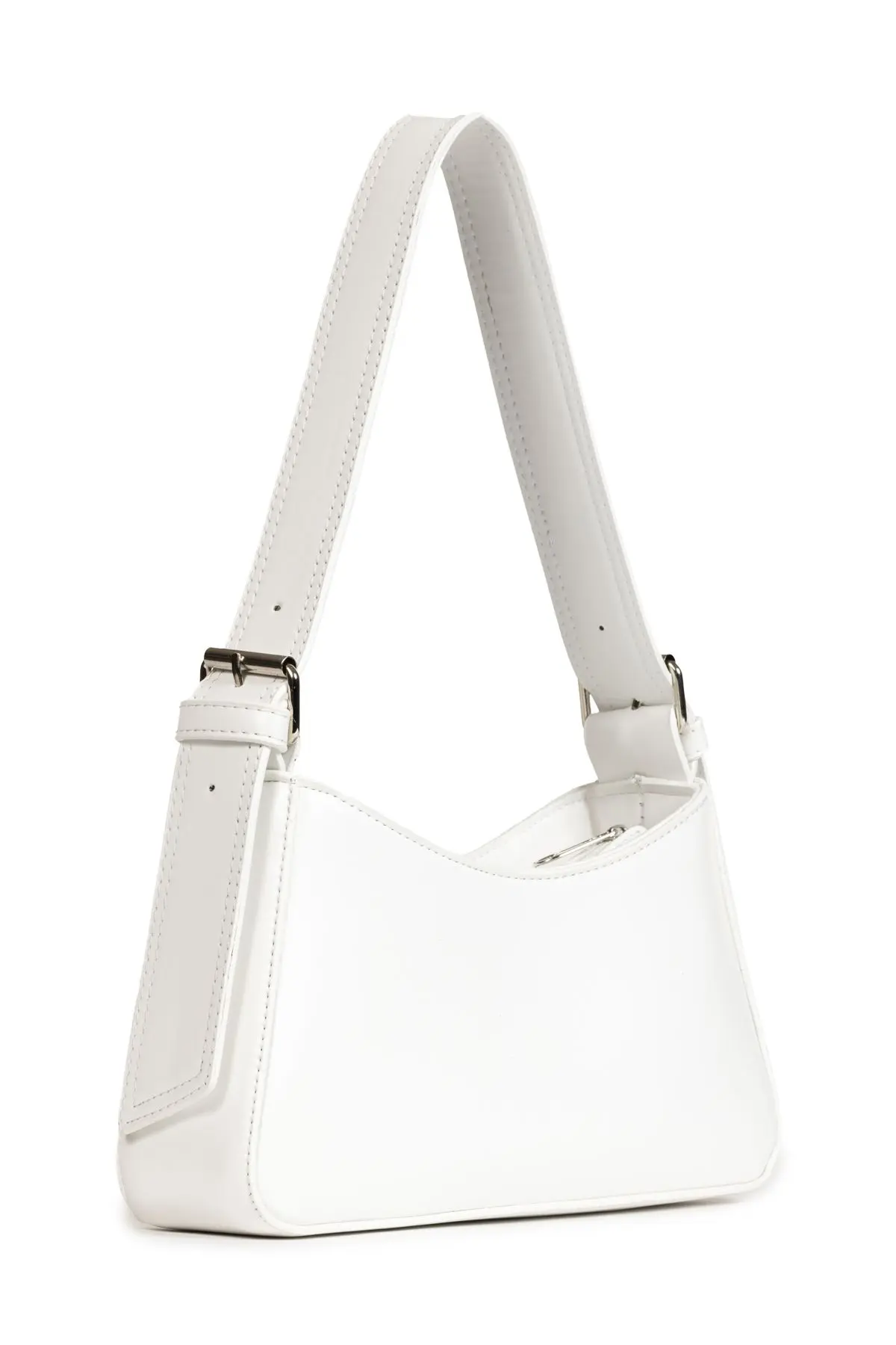 Kadın Astarlı Içi Gözlü Askı Detaylı Beyaz Baget Çanta