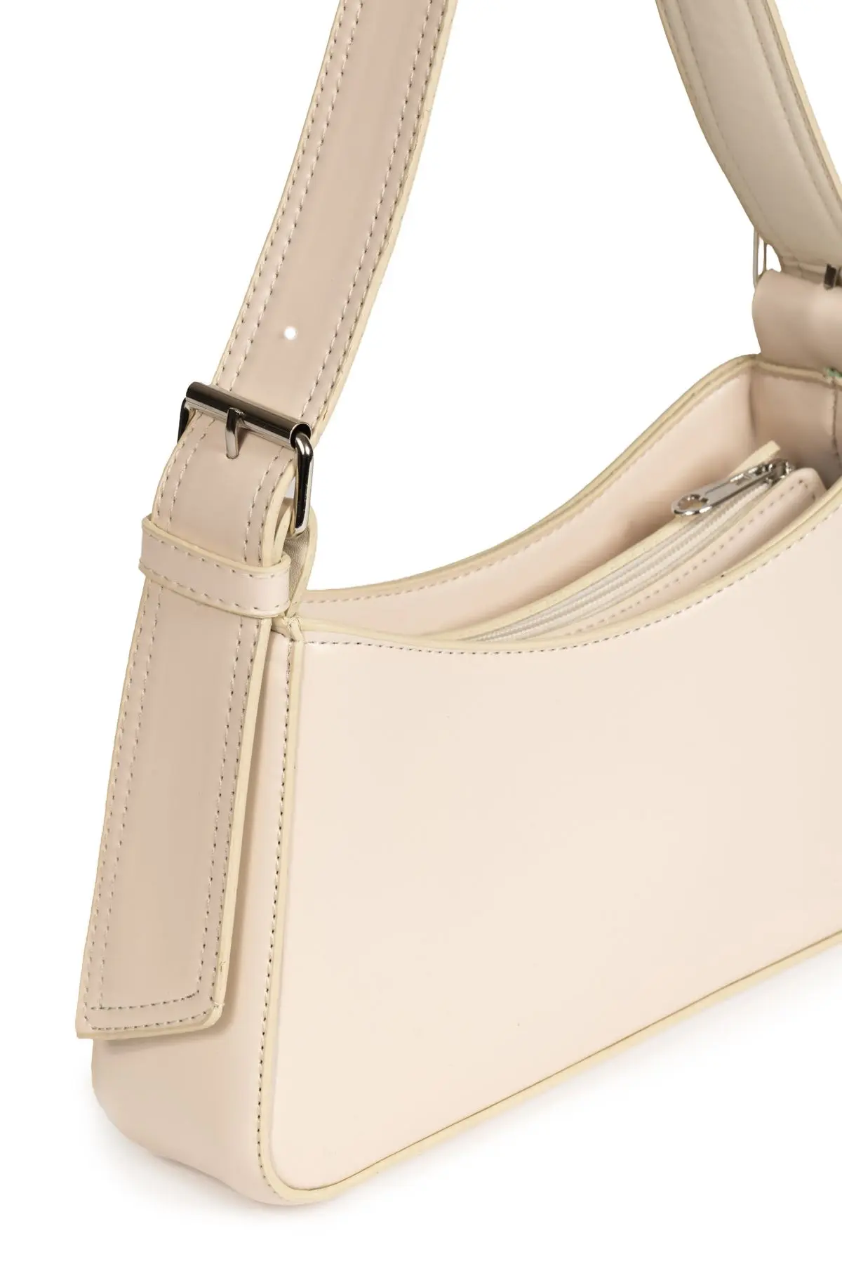 Kadın Astarlı Içi Gözlü Askı Detaylı Krema Baget Çanta