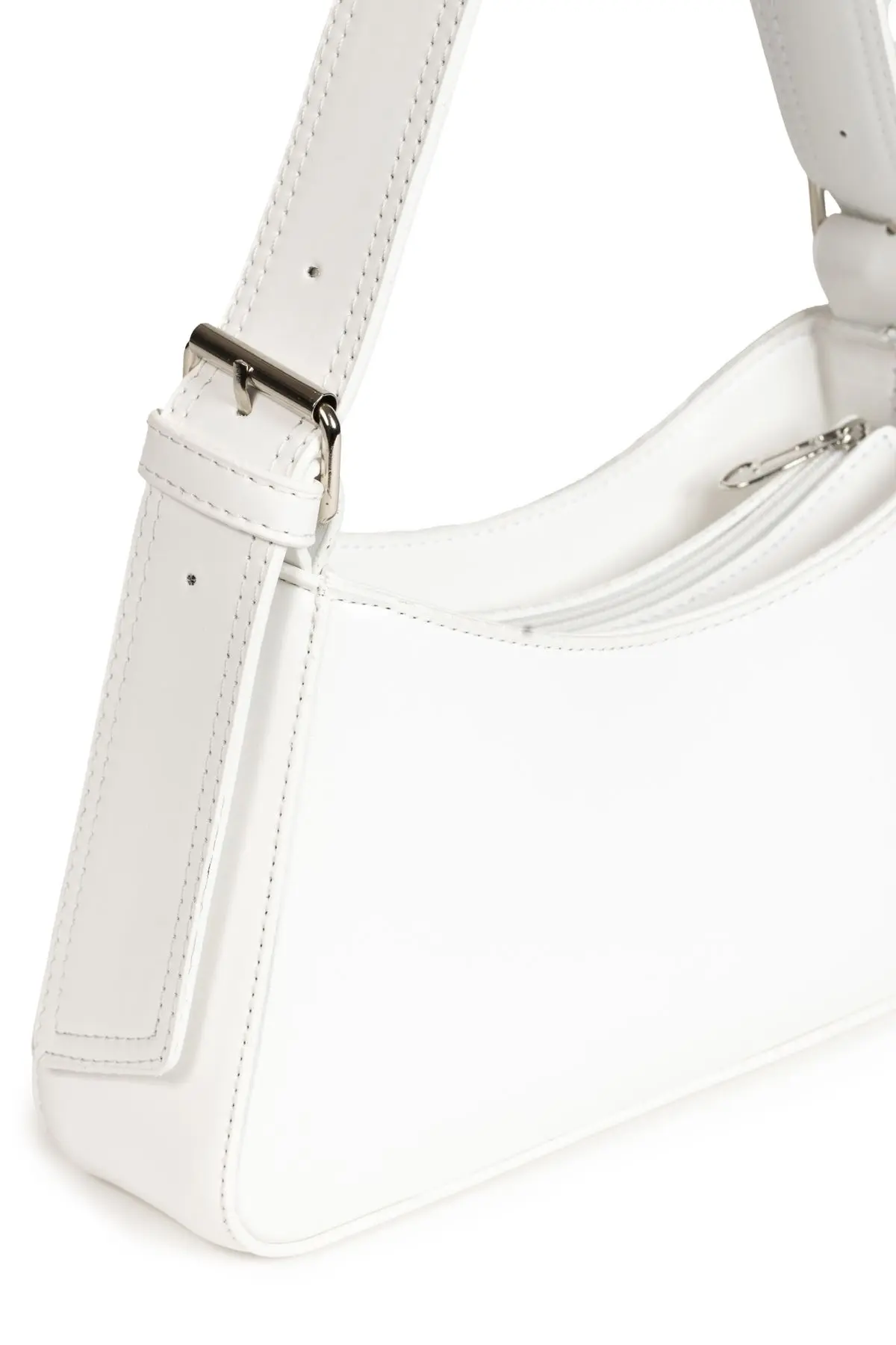 Kadın Astarlı Içi Gözlü Askı Detaylı Beyaz Baget Çanta
