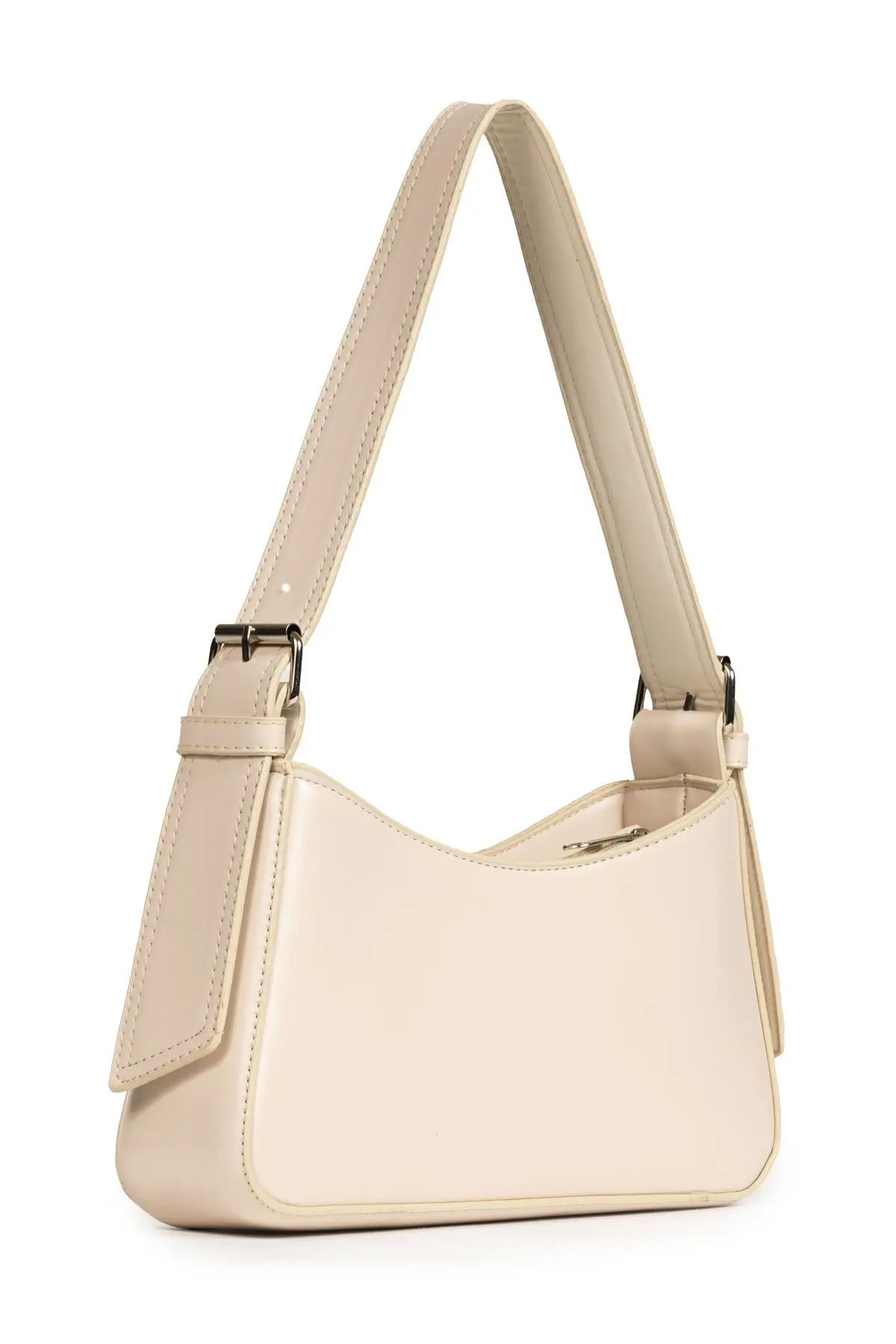 Kadın Astarlı Içi Gözlü Askı Detaylı Krema Baget Çanta