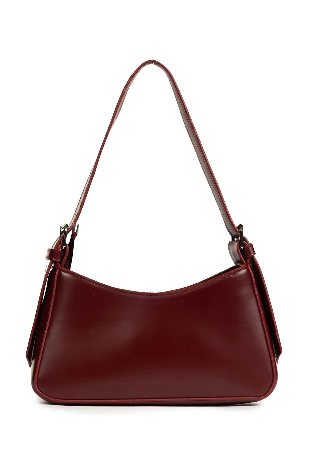 Kadın Astarlı Içi Gözlü Askı Detaylı Bordo Baget Çanta