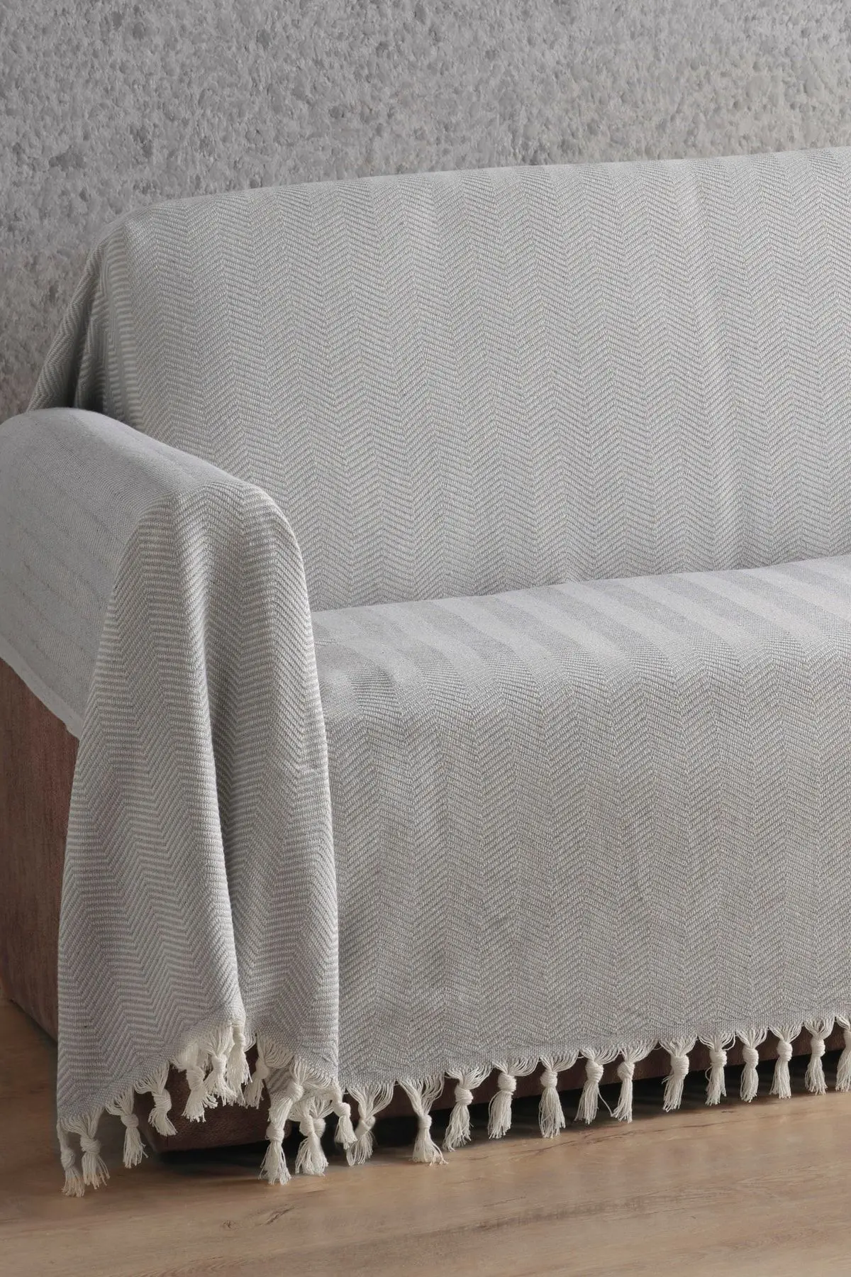 Naturel Koltuk Örtüsü Kolları Kaplayan Gri 180x300