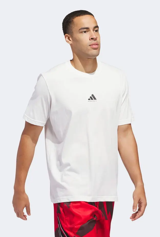 adidas Baskeyball Graphic Erkek Beyaz T-Shirt