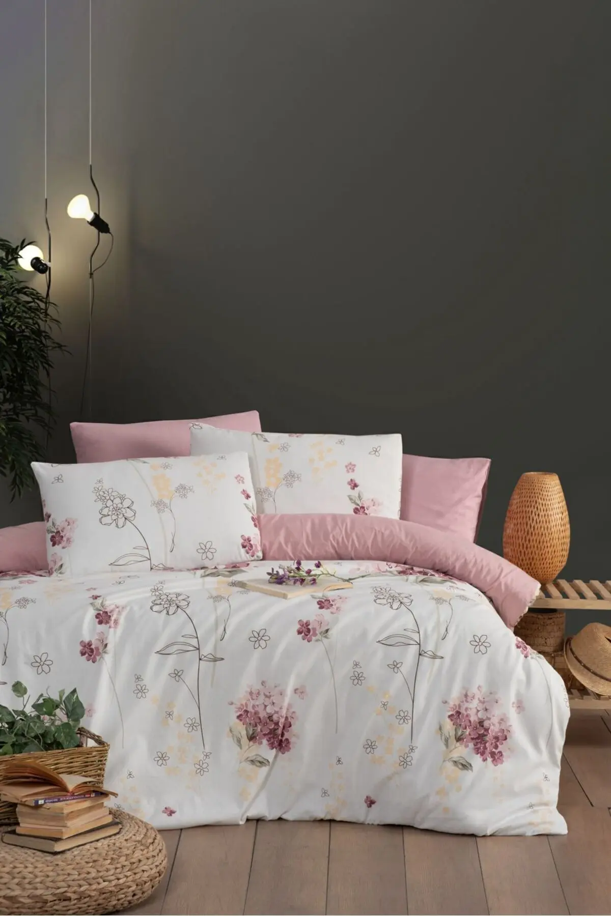 MyStory Home Lastikli Çarşaflı Çift Kişilik Nevresim Takımı Viola 200x220 cm