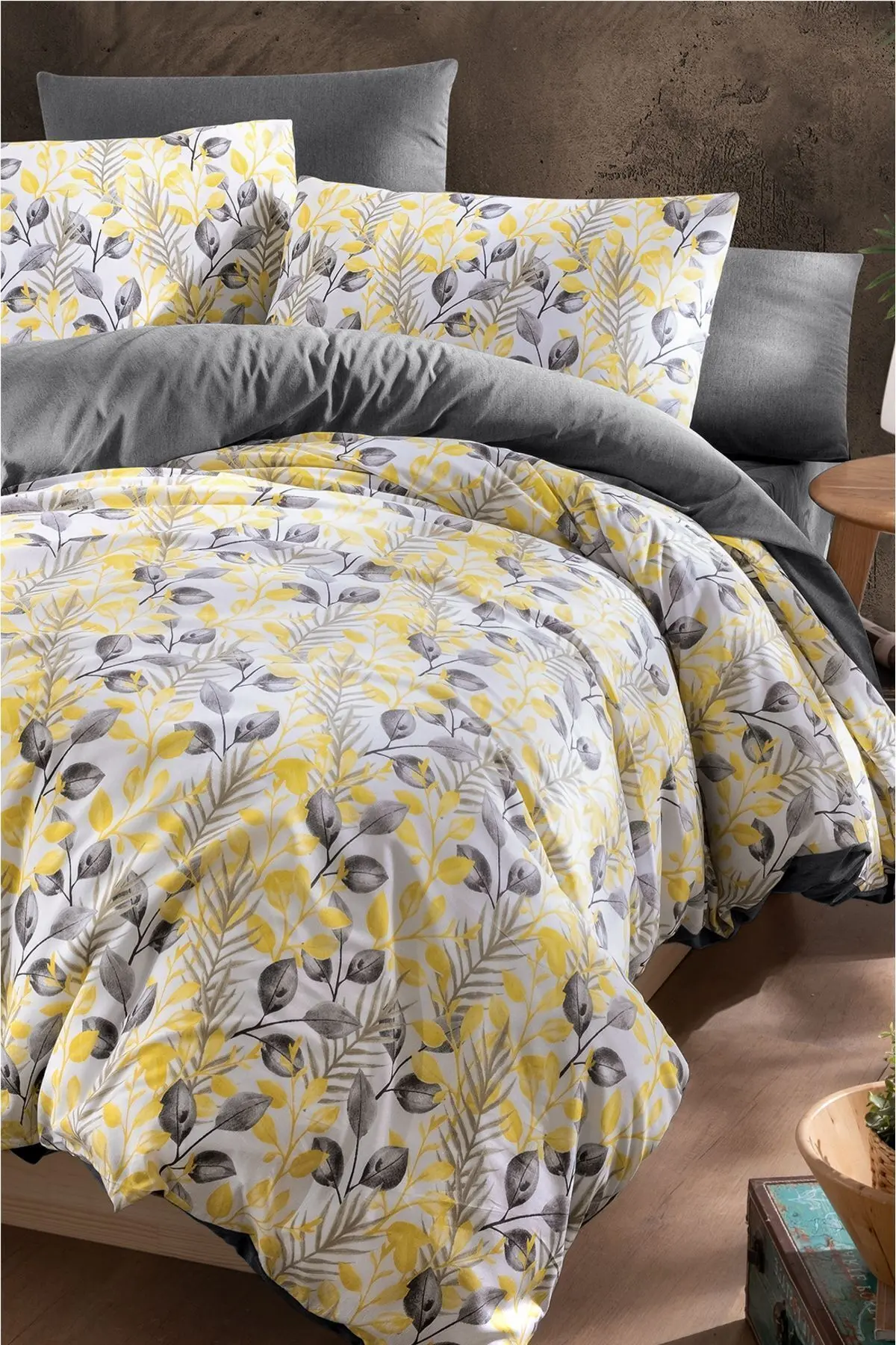 Lastikli Çarşaflı Çift Kişilik Nevresim Takımı LEMON 200x220 cm