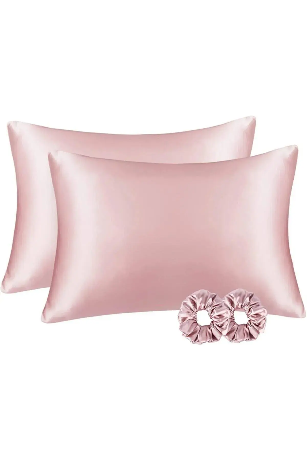 AG ATÖLYE Ipek Saten 50x70 Cm Yastık Kılıfı 2 Adet Pembe 2 Toka