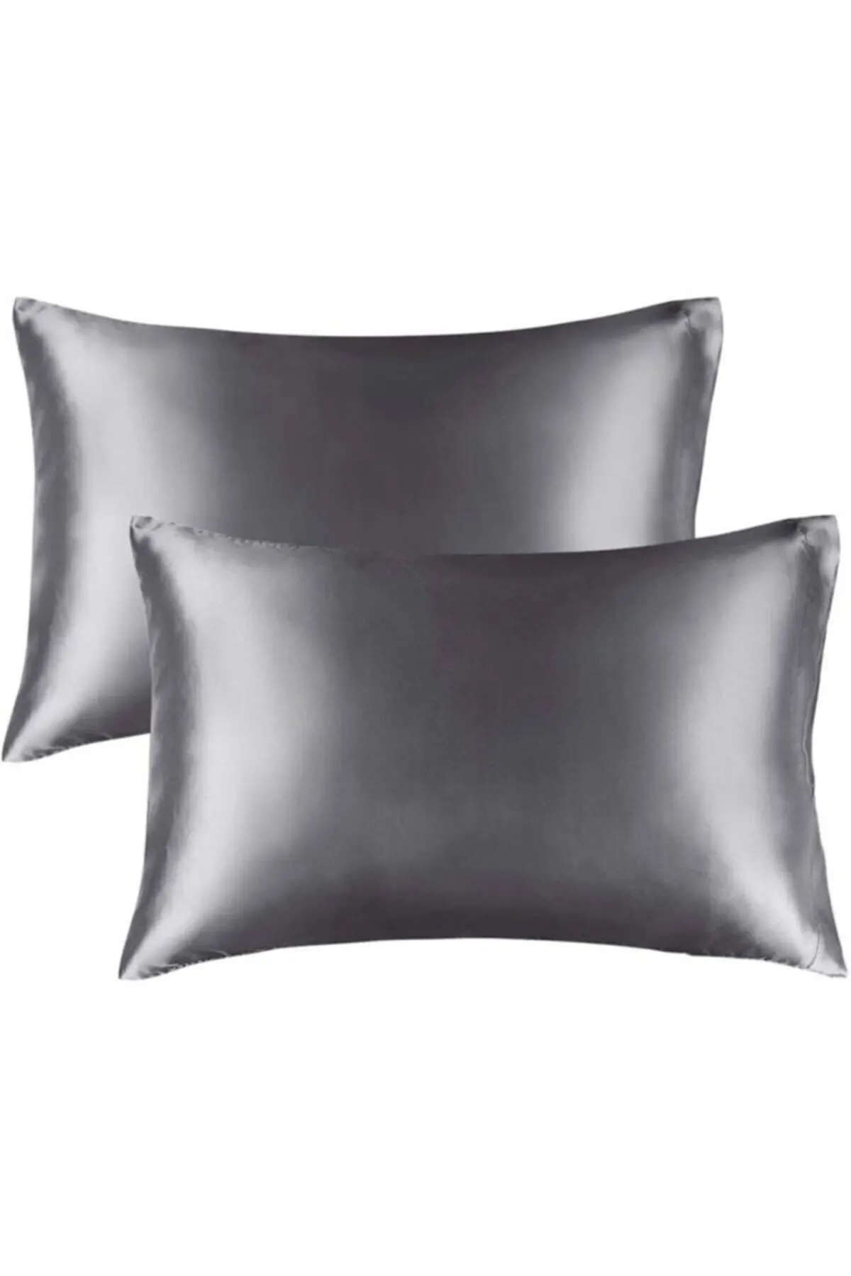 Ipek Saten 50x70 Cm Yastık Kılıfı 2 Adet Kıvırcık Saçlar Koyu Gri 2 Adet