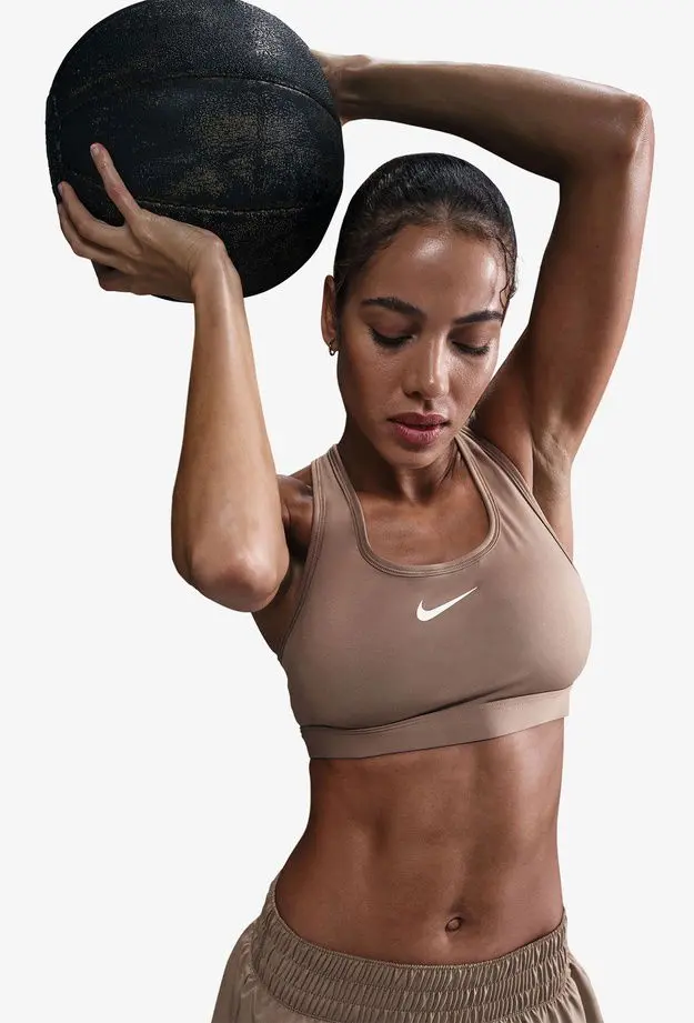 Nike Swoosh Medium Support Kadın Kahverengi Bra