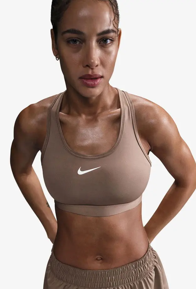 Nike Swoosh Medium Support Kadın Kahverengi Bra