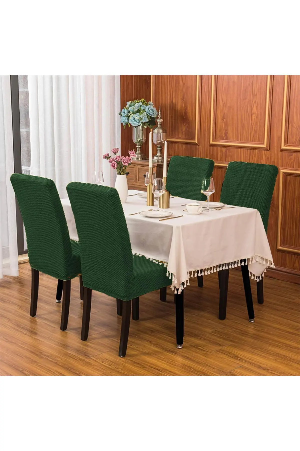 Balpeteği Desen Likra Kumaşlı Tüylenmez Yikanabilir Sandalye Örtüsü Sandalye Kılıfı Yeni Model Tekli