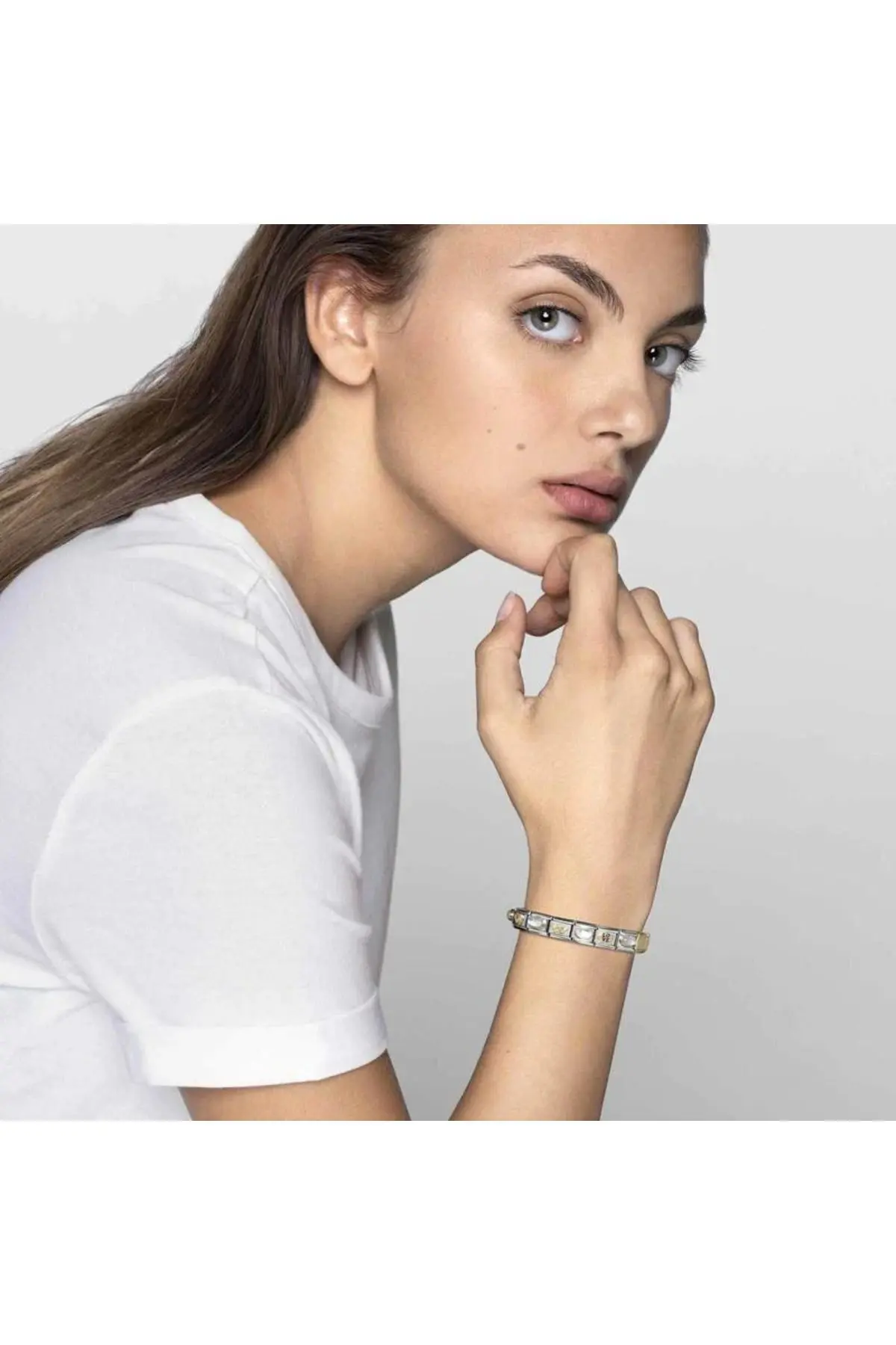 Italy Composable (Kişiselleştirilebilir) Klasik Paslanmaz Çelik Bileklik, Gümüş Rengi