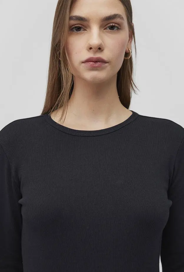 Mavi Uzun Kollu Siyah Basic Tişört Fitted / Vücuda Oturan Kesim 1613040-900