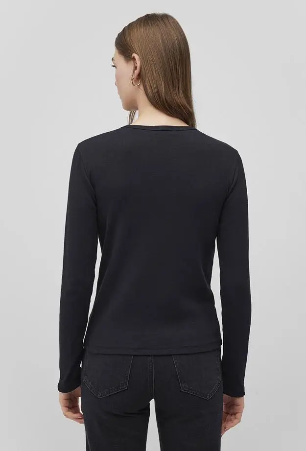 Mavi Uzun Kollu Siyah Basic Tişört Fitted / Vücuda Oturan Kesim 1613040-900