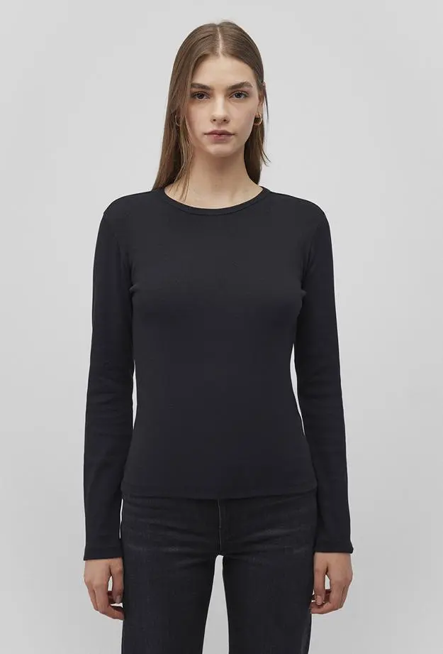 Mavi Uzun Kollu Siyah Basic Tişört Fitted / Vücuda Oturan Kesim 1613040-900