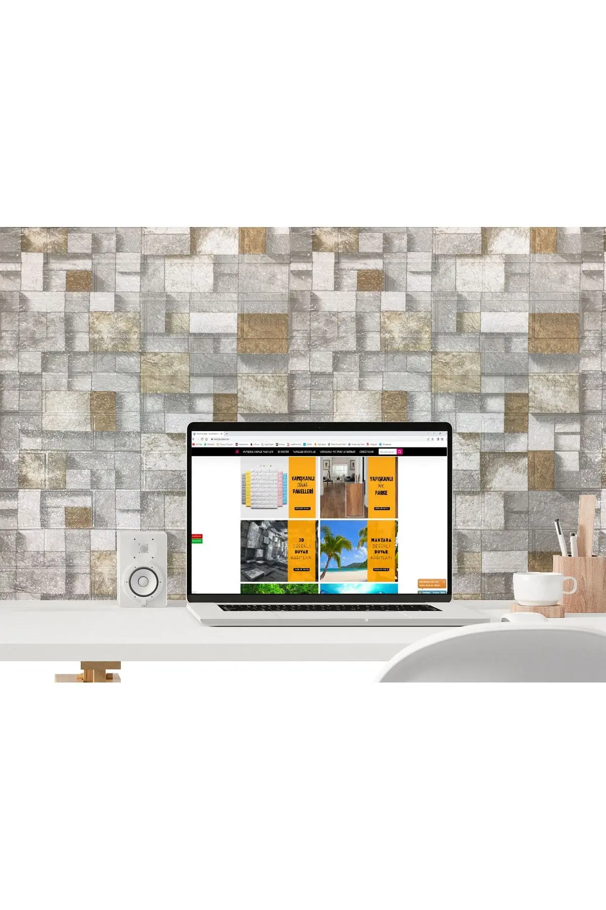 70x35cm (0,25M2) Ofis Salon Oda Antre Mutfak 3d Kendinden Yapışkanlı Duvar Kağıdı Paneli Nw130