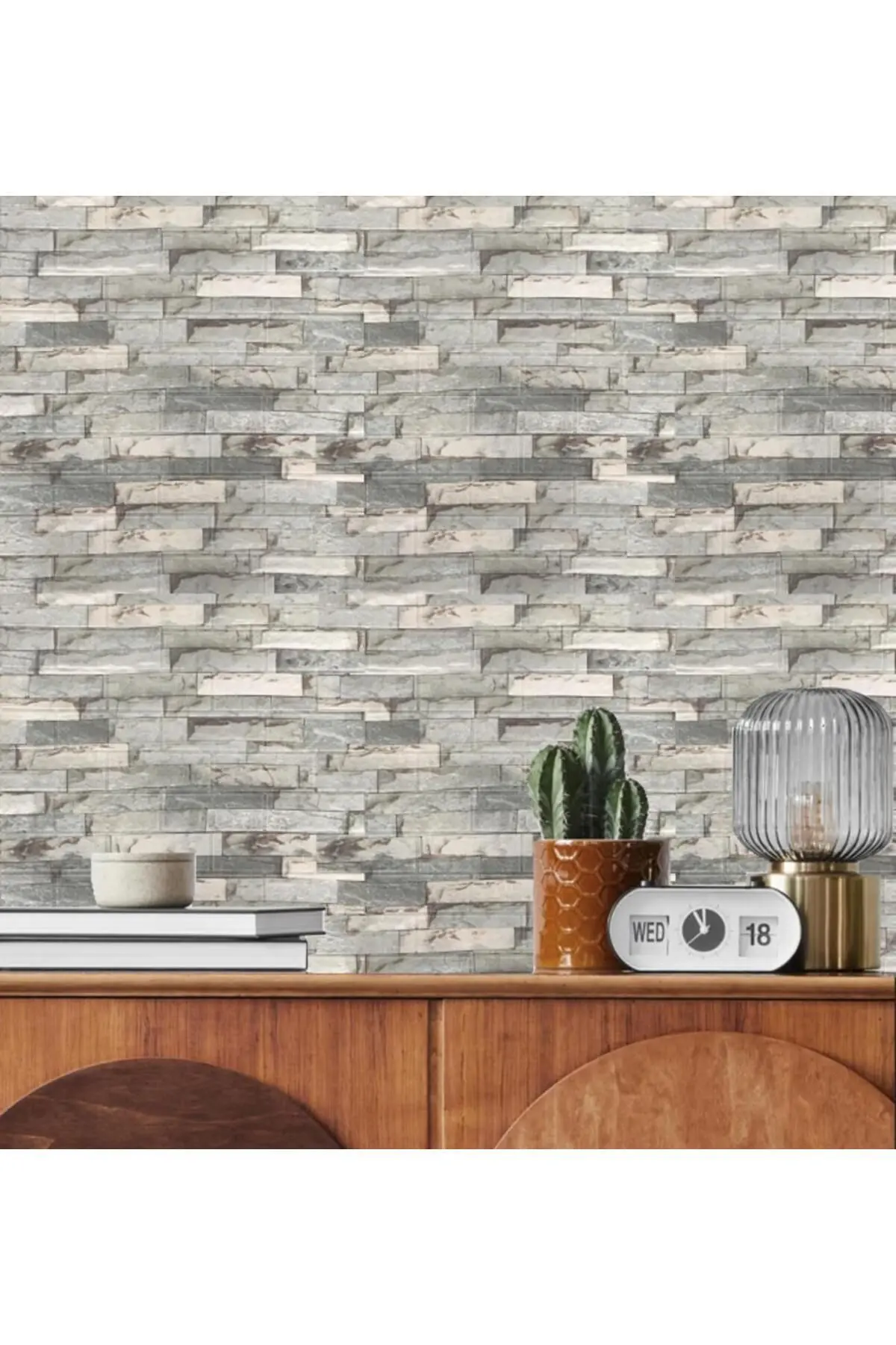 70x38cm (0,26m2) Ofis Salon Oda Antre Mutfak 3D Kendinden Yapışkanlı Duvar Kağıdı Paneli NW117