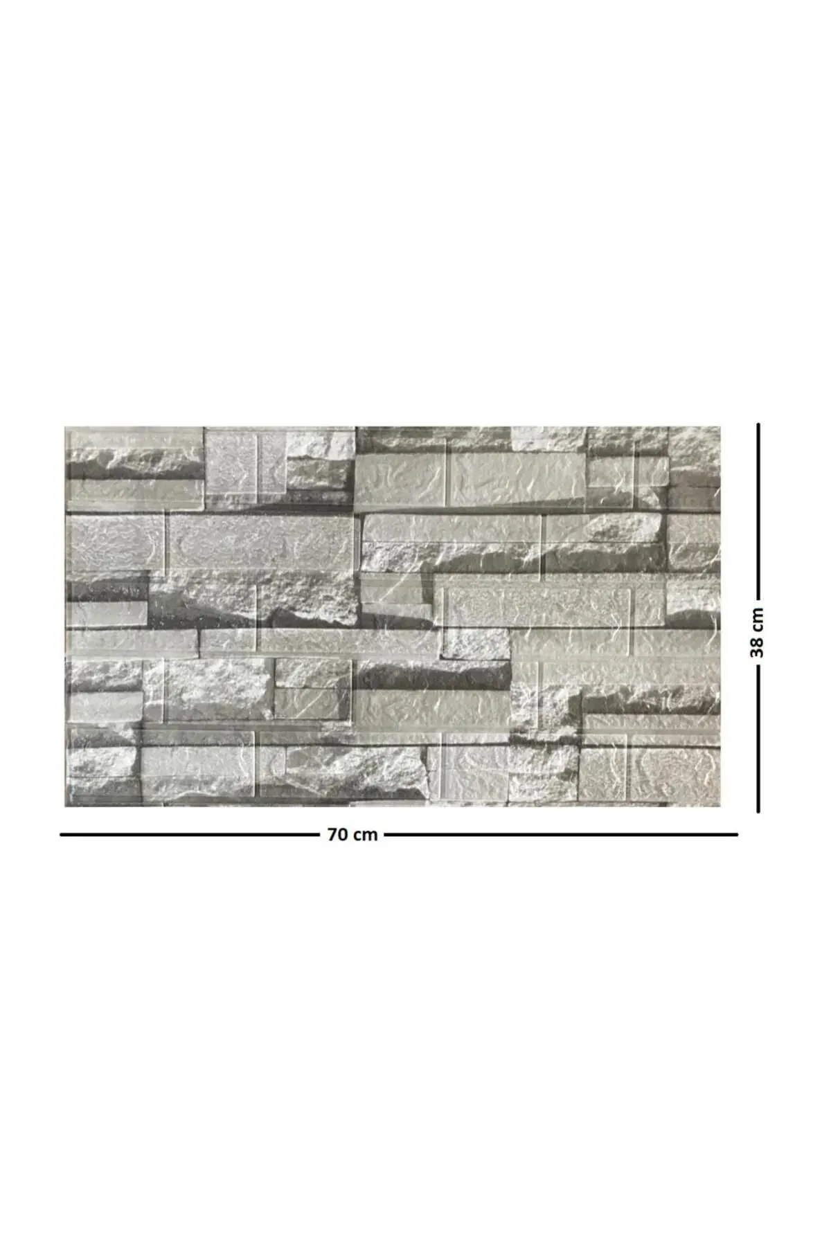 70x38cm (0,26 M2)kendinden Yapışkanlı 3 Boyutlu Yığma Tuğla Gri Duvar Kağıdı Paneli Nw115