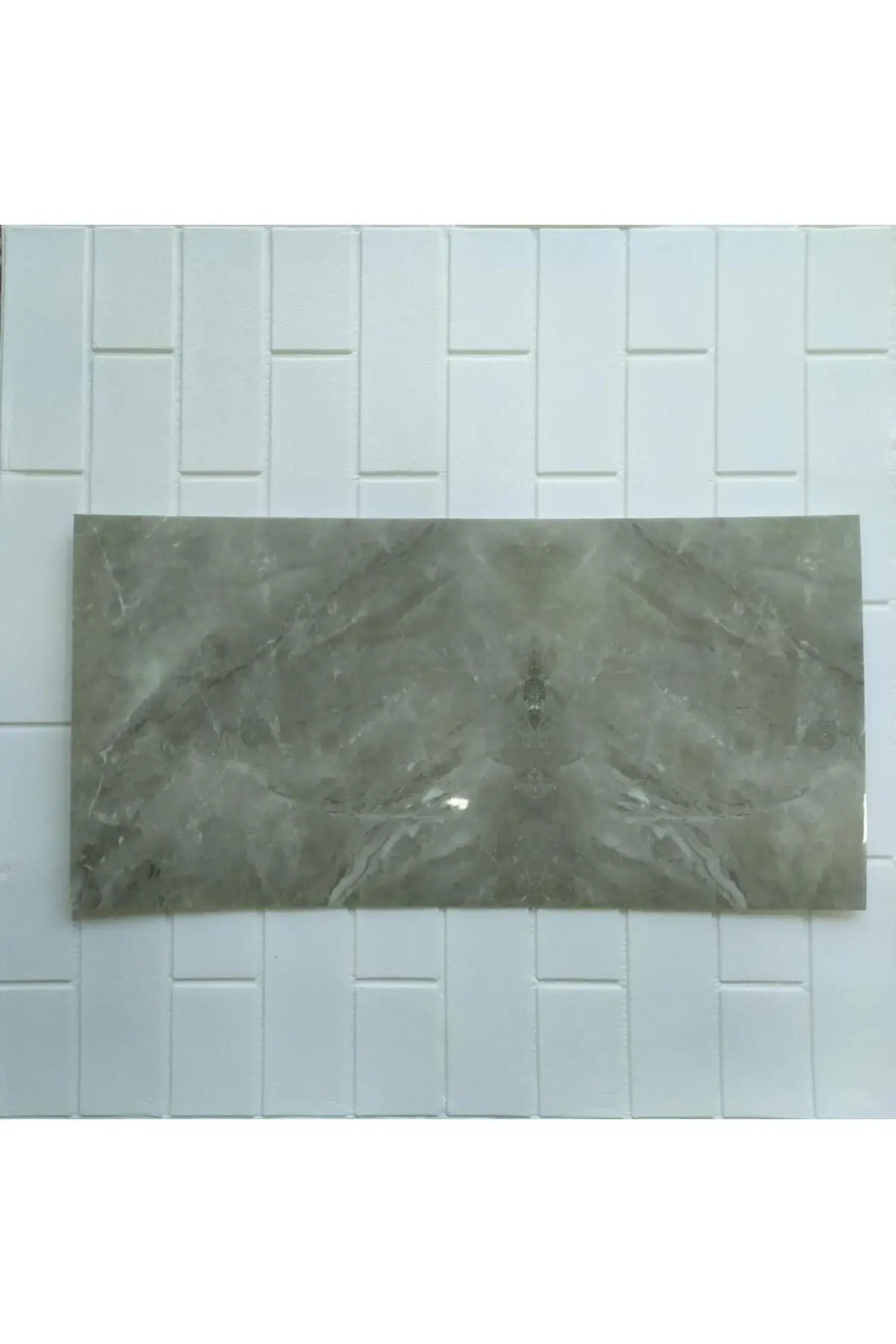 60x30cm Shiny Kaktüs Yeşili Koyu Desenli Yapışkanlı Karavan Prefabrik Banyo Wc Duvar Kaplama Paneli