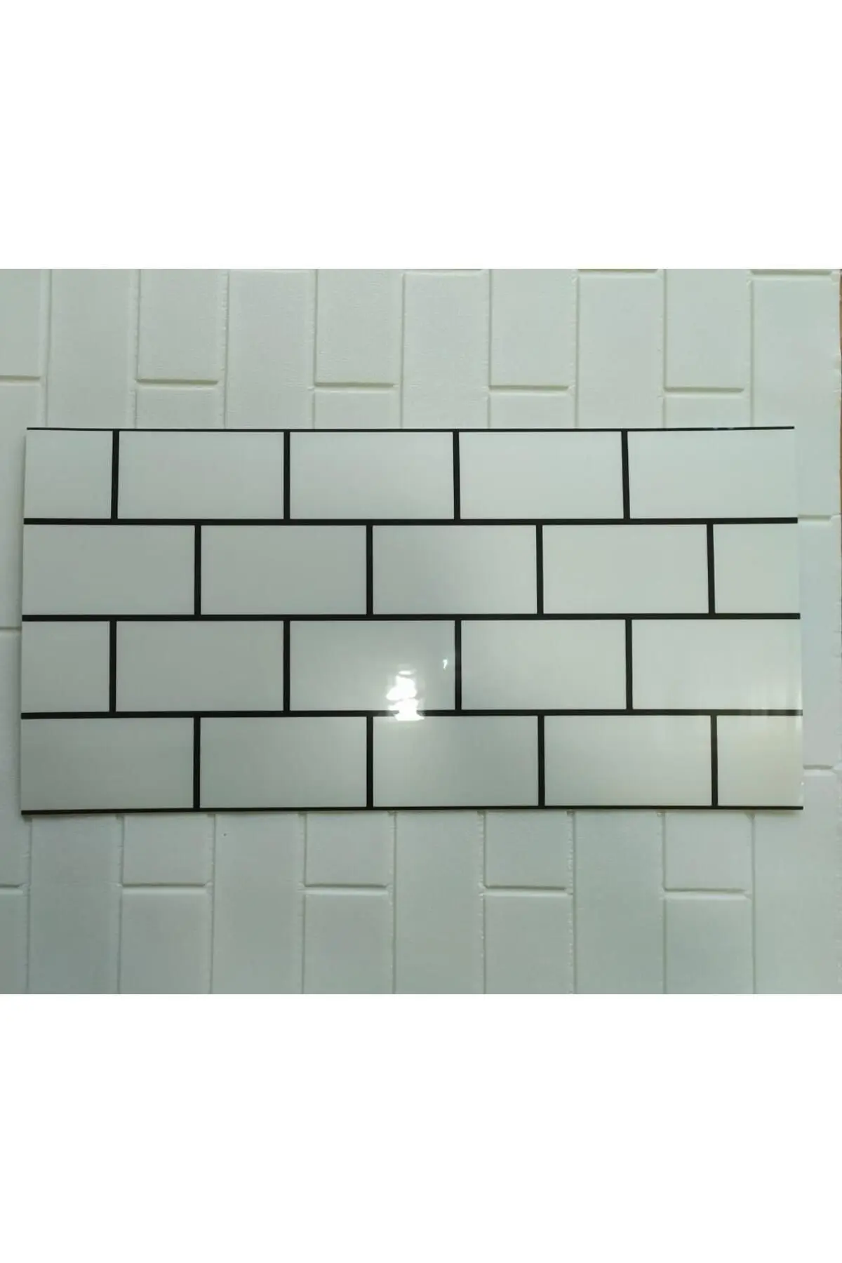 60x30cm Shiny Beyaz Tuğla Desen Kendinden Yapışkanlı Karavan Prefabrik Banyo Wc Duvar Kaplama Paneli