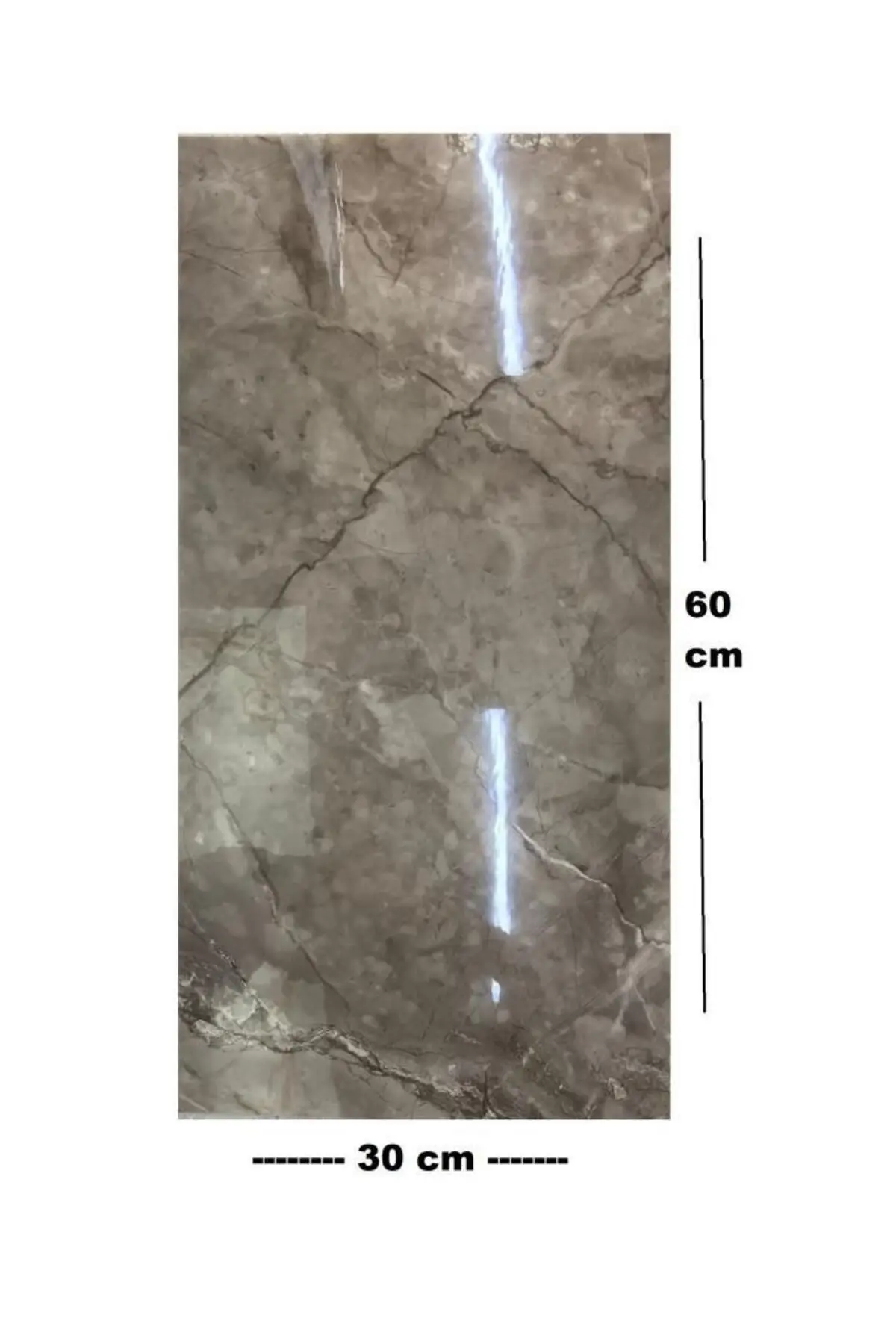60x30cm Açık Kahve Mermer Desen Yapışkanlı Karavan Prefabrik Banyo Wc Yer Duvar PVC Kaplama Paneli N