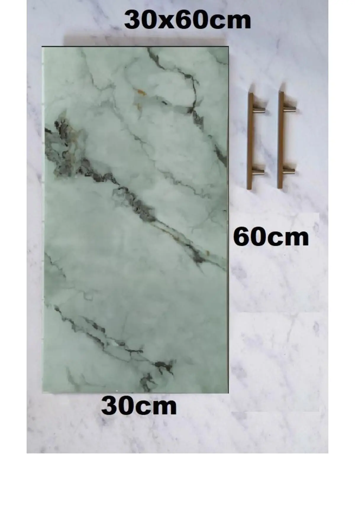 60x30cm Shiny Ice Blue Mermer Desenli Yapışkanlı Karavan Prefabrik Banyo Wc Duvar Kaplama Paneli