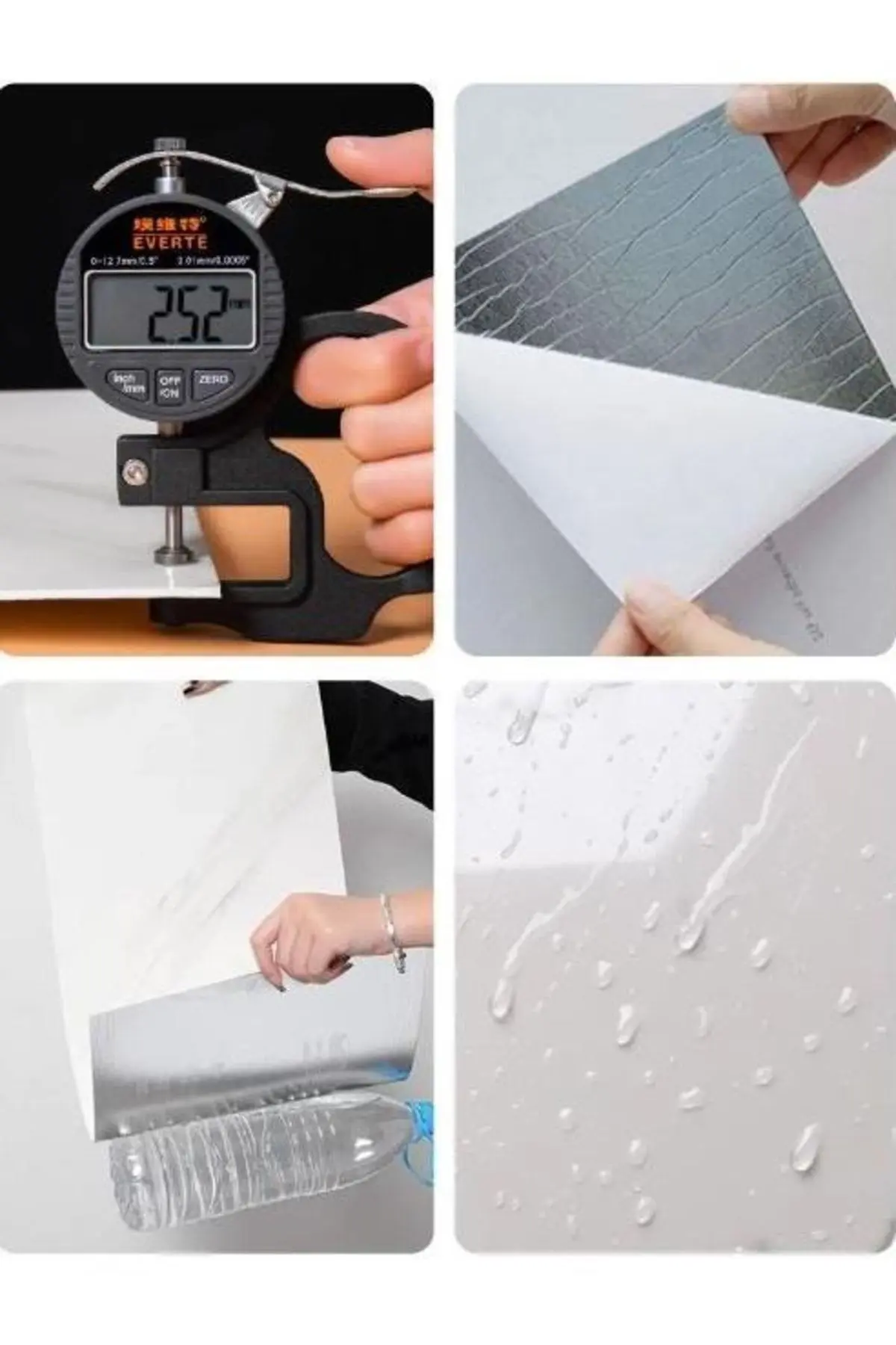 60x30cm Krem Yeşil-gri Damarlı Mermer Desen Yapışkanlı Karavan Prefabrik Banyo Duvar Kaplama Paneli