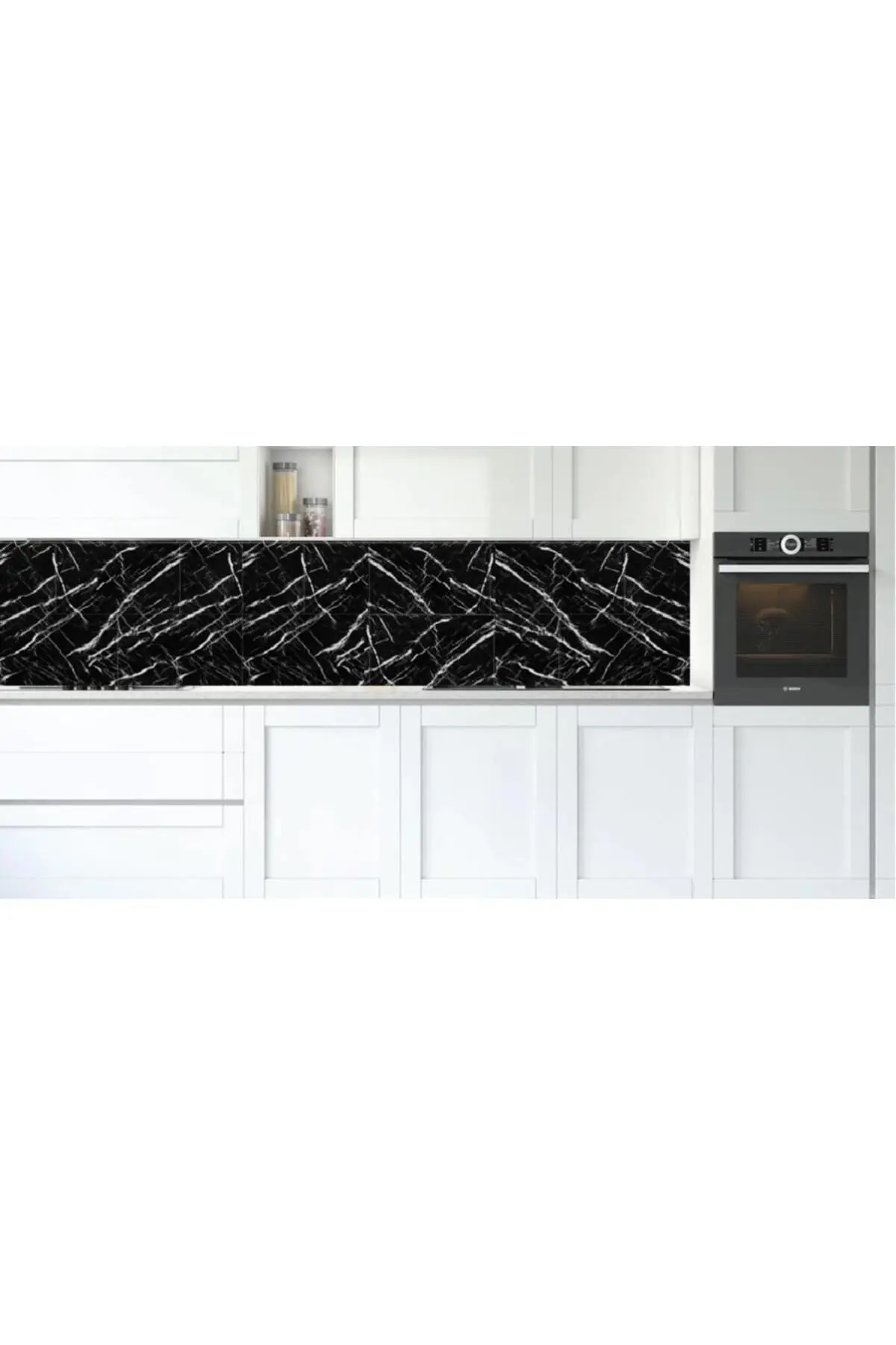 Tezgah Arası Kendinden Yapışkanlı Pvc Siyah Kaplama Paneli 30x60 Cm