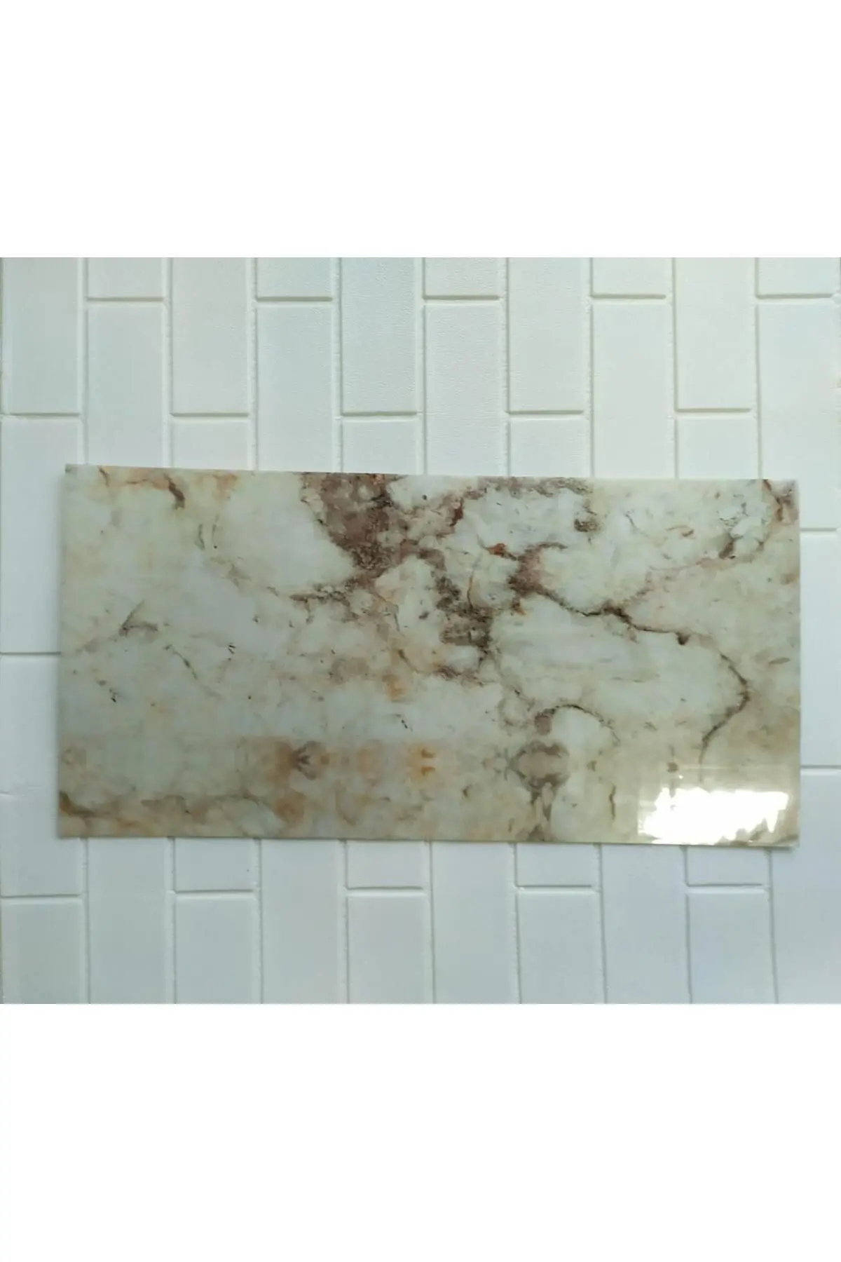 60x30cm Shiny Toprak Mermer Desenli Yapışkanlı Karavan Prefabrik Banyo Wc Duvar Kaplama Paneli