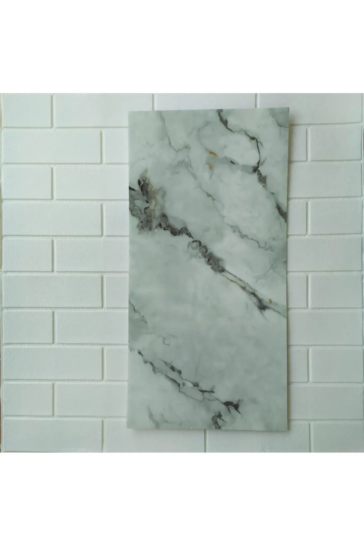 60x30cm Shiny Ice Blue Mermer Desenli Yapışkanlı Karavan Prefabrik Banyo Wc Duvar Kaplama Paneli