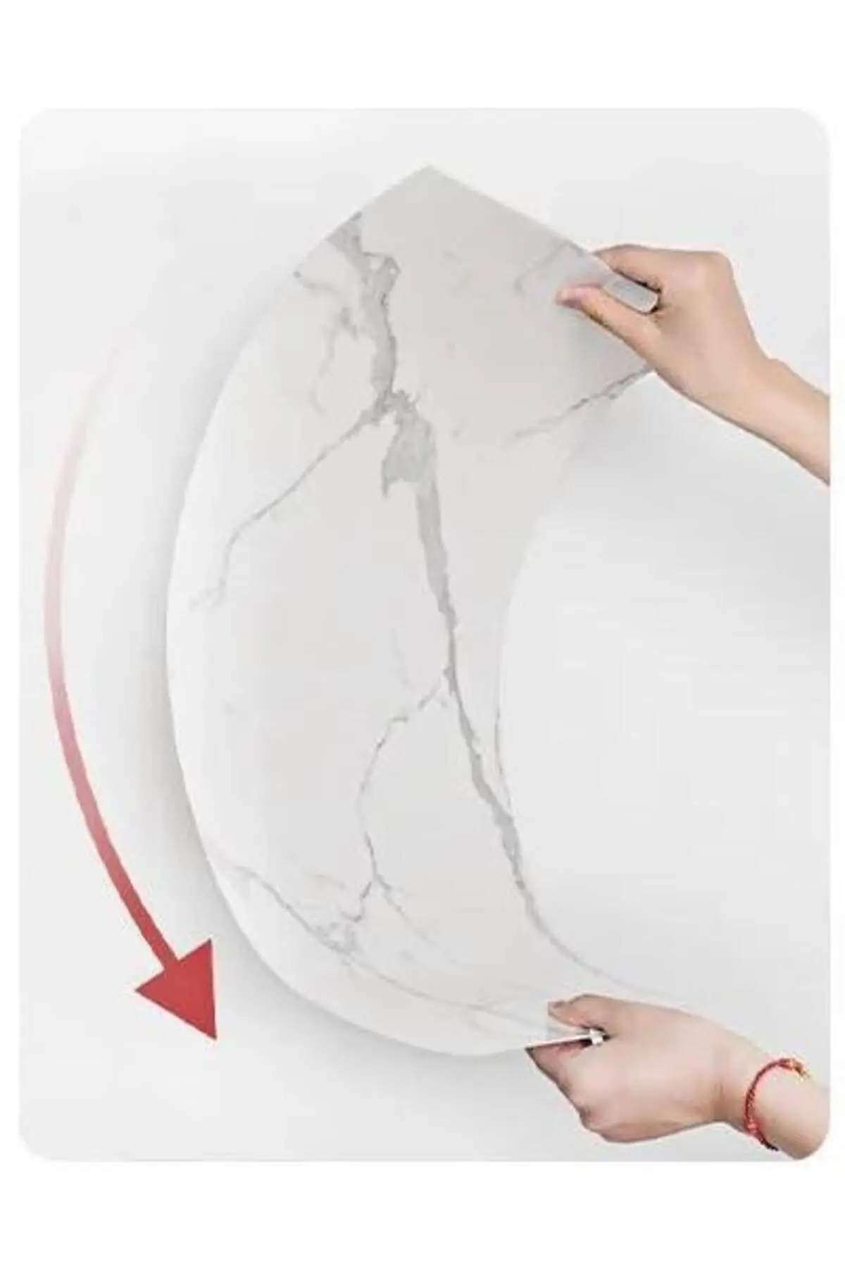 60x30cm Açık Kahve Mermer Desen Yapışkanlı Karavan Prefabrik Banyo Wc Yer Duvar PVC Kaplama Paneli N