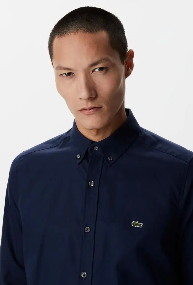 Lacoste Erkek Slim Fit Düğmeli Yaka Lacivert Gömlek