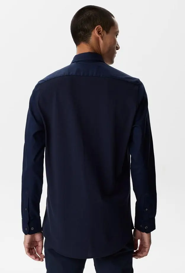 Lacoste Erkek Slim Fit Düğmeli Yaka Lacivert Gömlek
