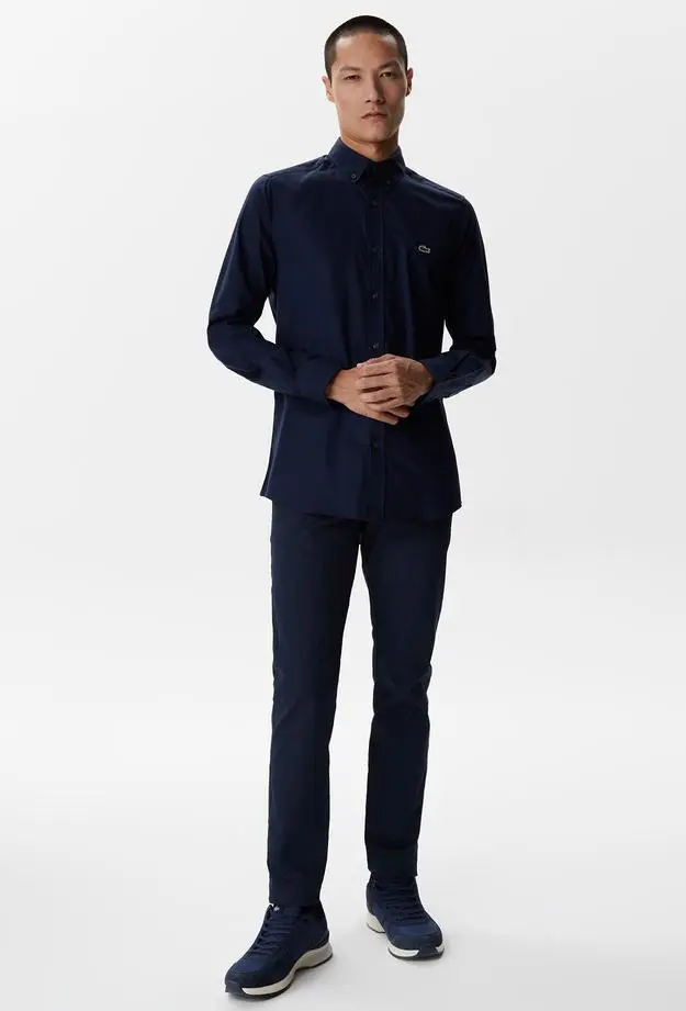Lacoste Erkek Slim Fit Düğmeli Yaka Lacivert Gömlek
