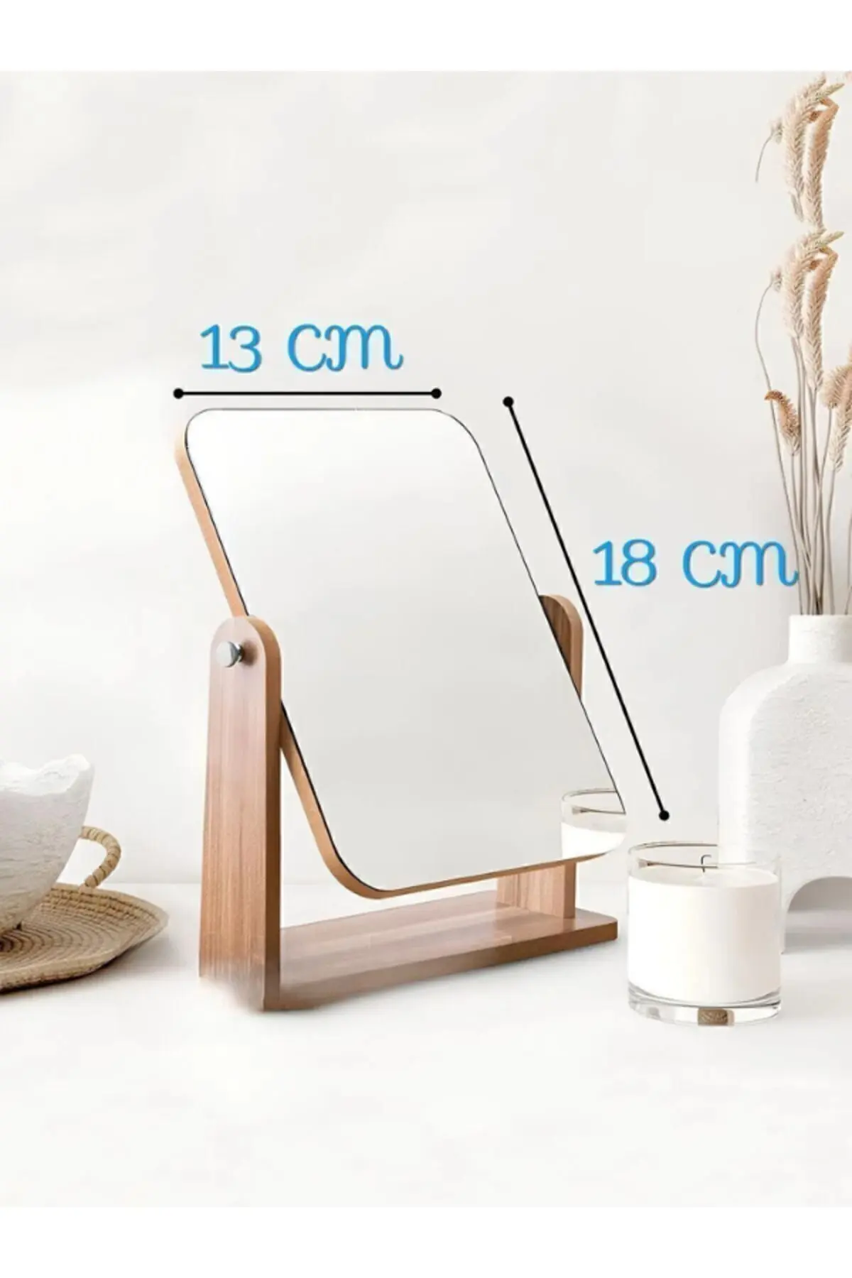 El Aynası Masa Aynası Makyaj Aynası Ayarlanabilir Kare Makeup Mirror 18cm