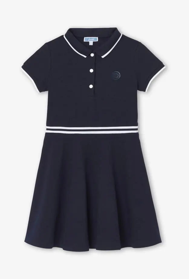 Jacadi Jacadi Paris Kız Çocuk Pamuklu Pike Polo Yaka Elbise