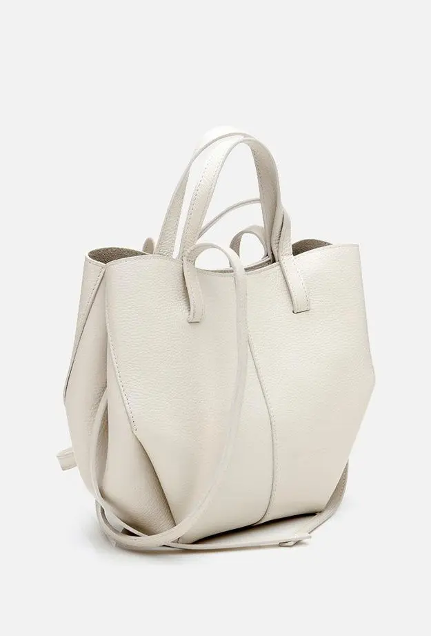 Kadın Deri Ekru Tote Çanta