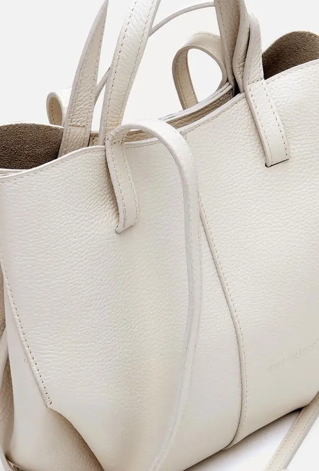 Kadın Deri Ekru Tote Çanta