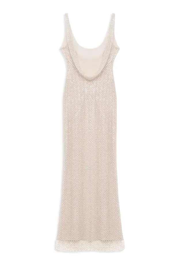 Boncuk İşlemeli Maxi Elbise