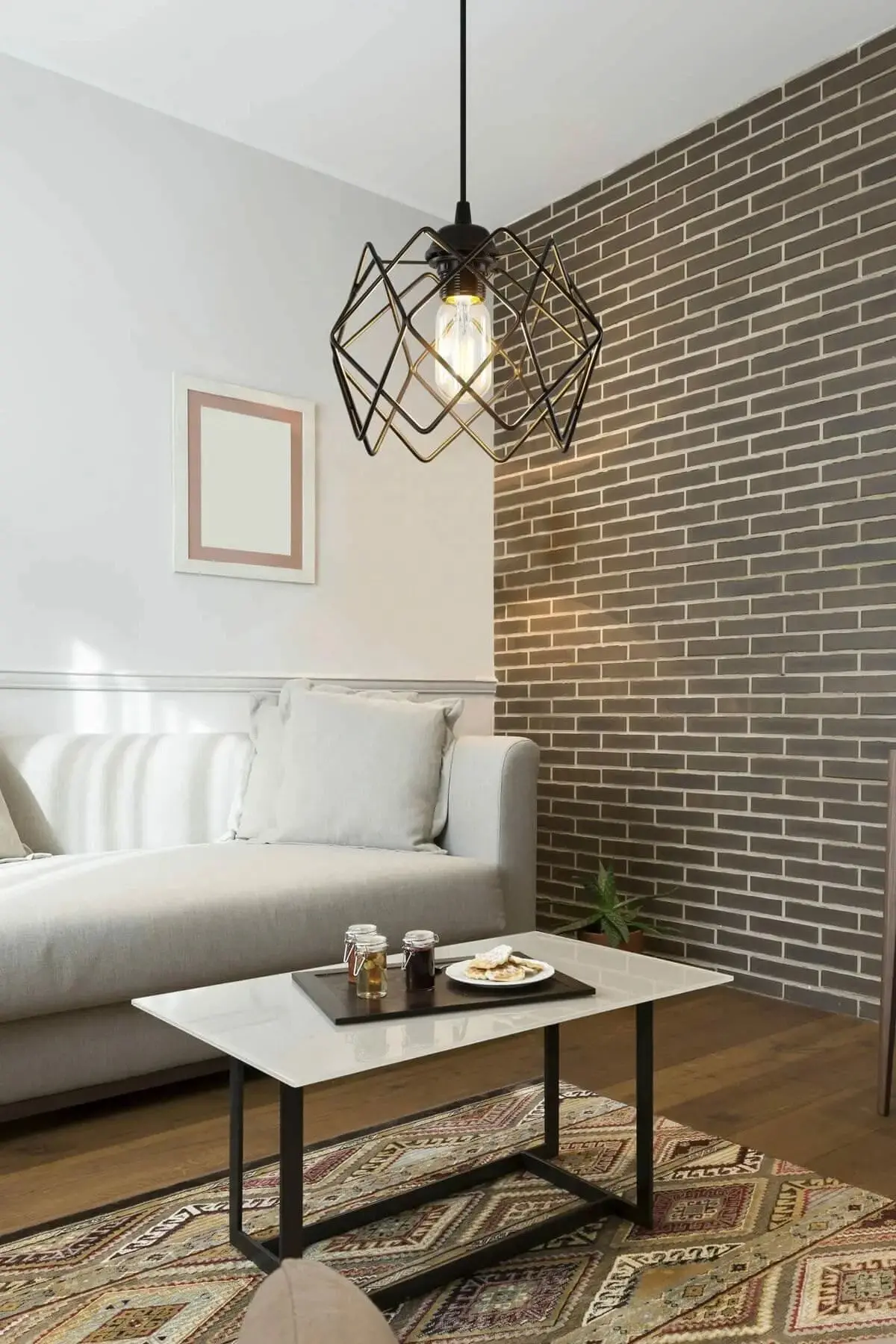 Trend Kitchen Siyah Çok Kare Tekli Sarkıt Avize