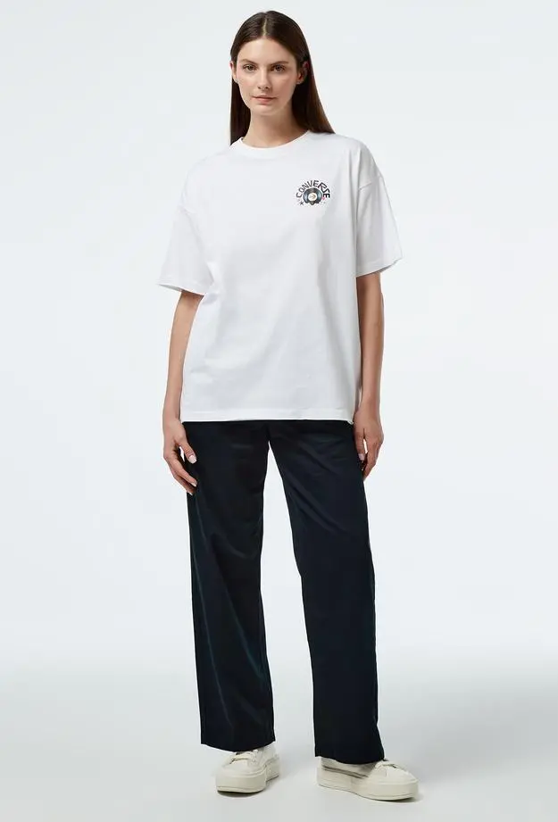 Converse Music Graphic Oversized Fit Kadın Beyaz T-Shirt
