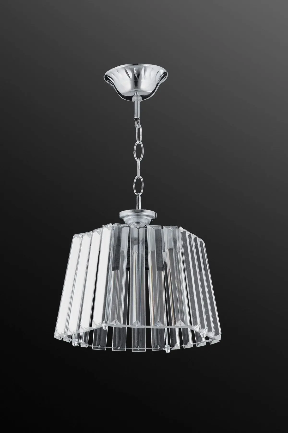 Altıgen Tekli Lüx Elmas Gümüş Kristal Taşlı Avize