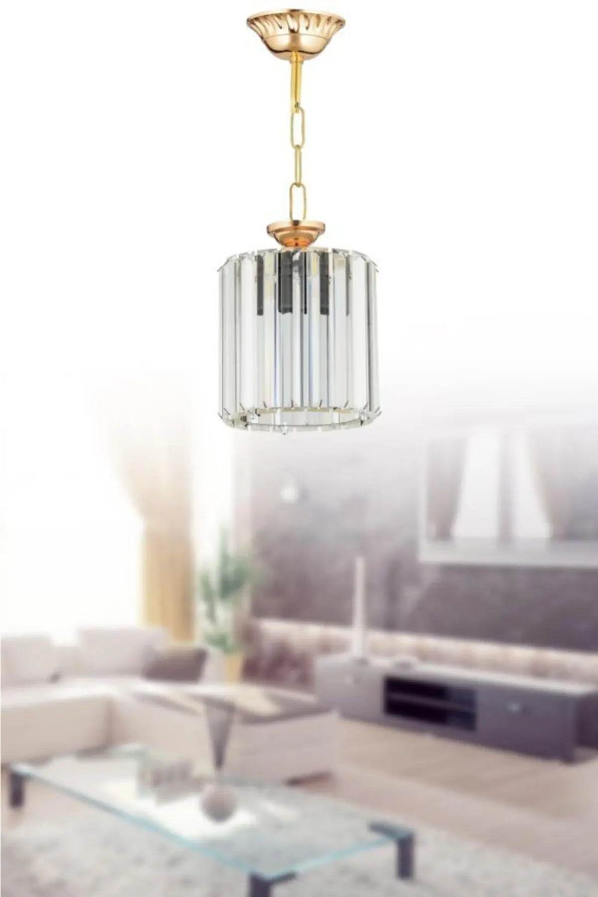 İstanbul Avize Lüx Elmas Gold Orta Boy Lüx Kristal Taşlı Avize