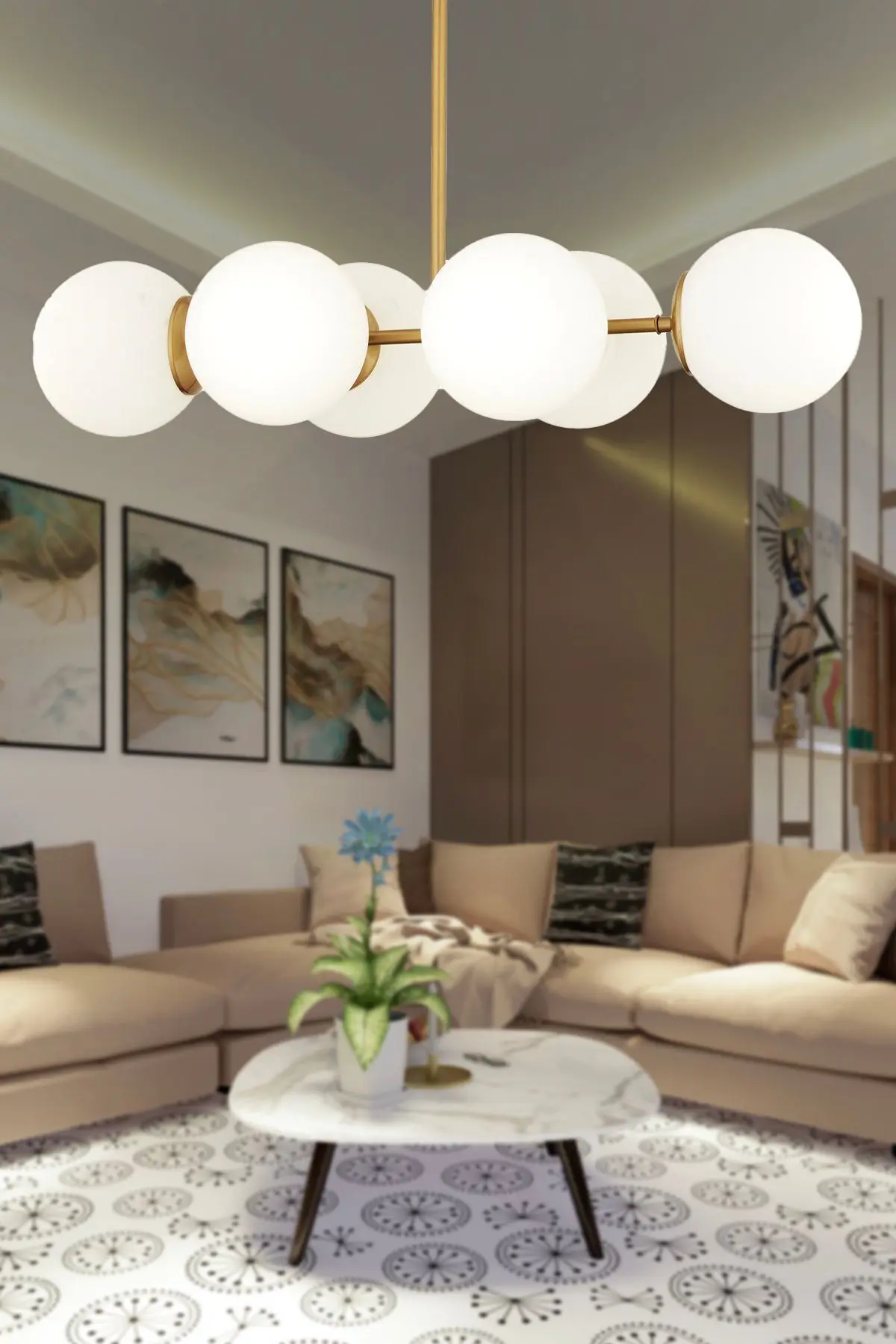 Apliqa Lema 6 Lı Eskitme Modern Yemek Masası Üstü Yatak odası Salon Avize