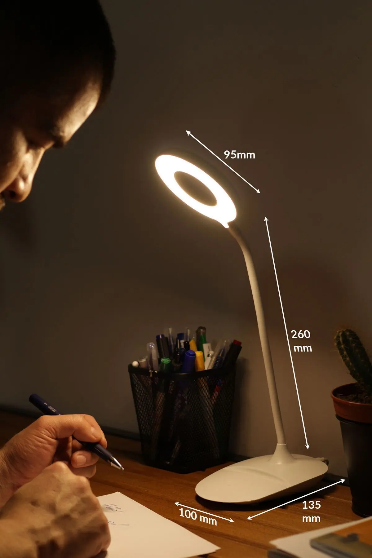 Şarjlı Masa Lambası Dokunmatik 3 Renk 24 Led Telefon Standlı Kademeli Çalışma Okuma Işığı