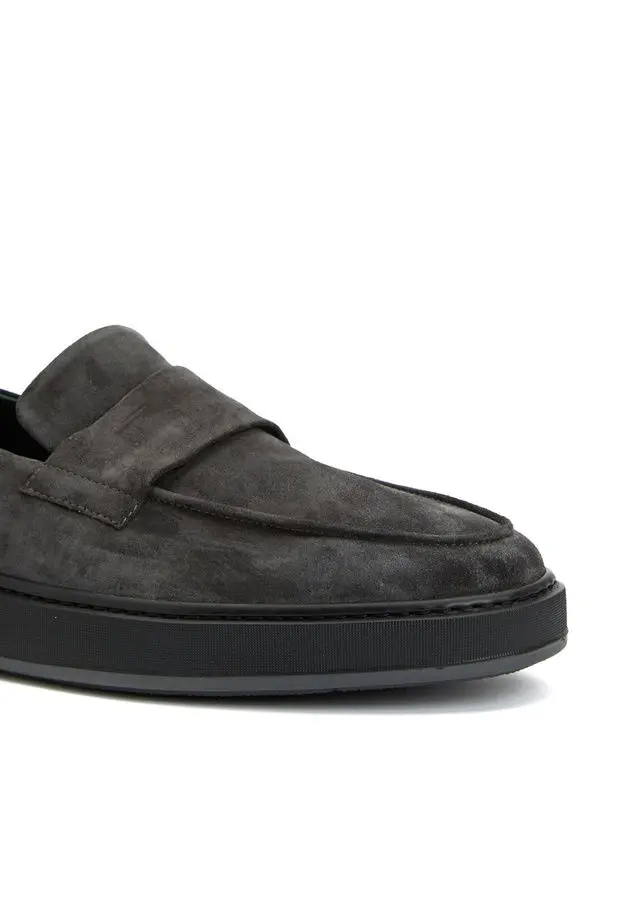 George Hogg Erkek Gri Süet Loafer