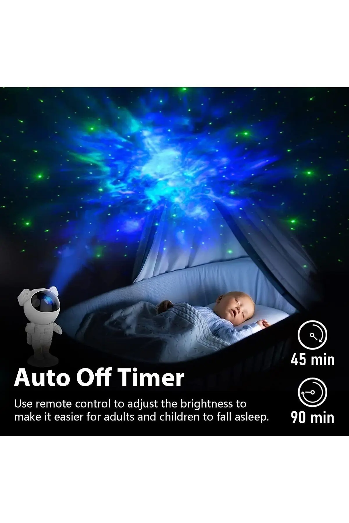 Astronot Projektör Gece Masa Lambası Galaxy Gökyüzü Star Projeksiyon Kumandalı Samanyolu Aydınlatma