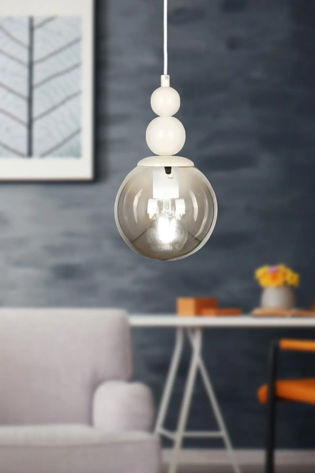 Begüsa Sonsuz Tekli Avize Beyaz Füme Cam