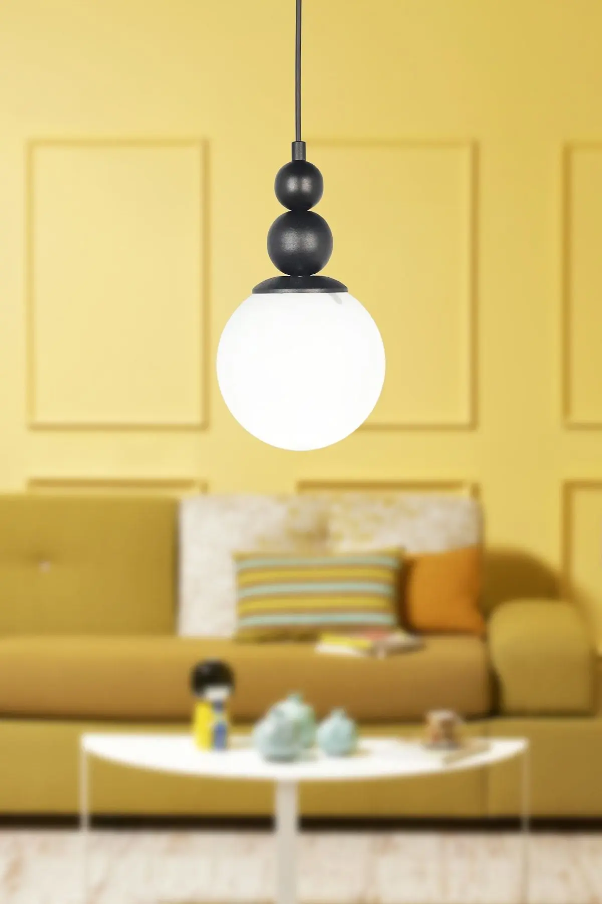 Begüsa Sonsuz Tekli Avize Siyah Beyaz Cam