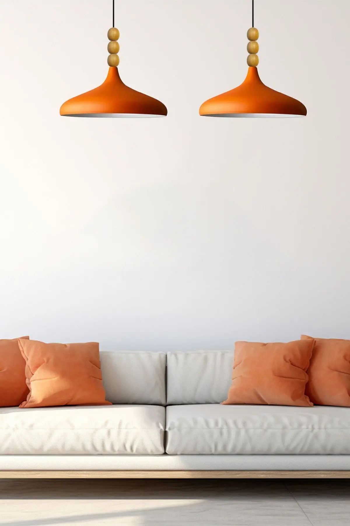 Champion Ahşap Boncuklu Tekli Avize Sarkıt Salon Mutfak Butik Lamba